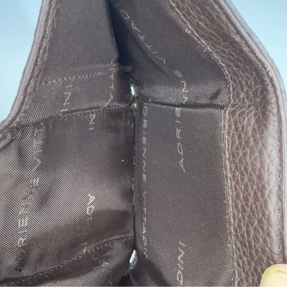 Adrienne Vittatini Brown Wallet With Buckles Pebbled Leather Faux Vintage - Picture 8 of 8